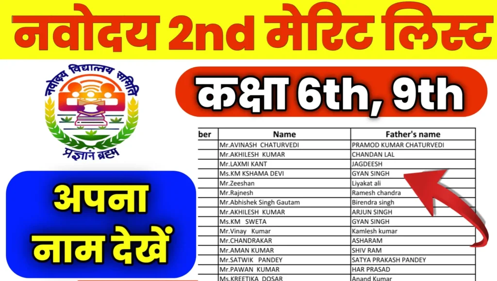 JNVST Navodaya 2nd Merit List 2025