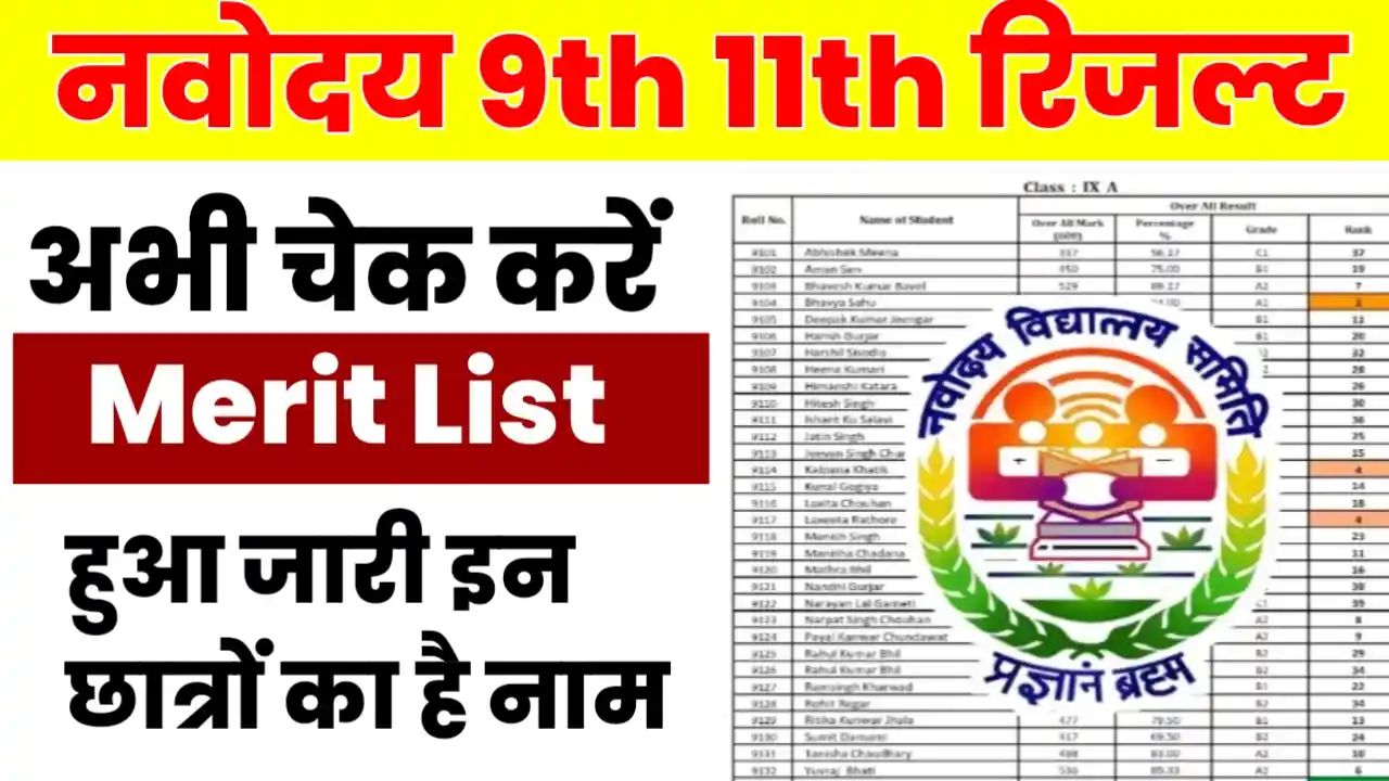 Navodaya Class 9th 11th Result 2026 Kaise Check Kare