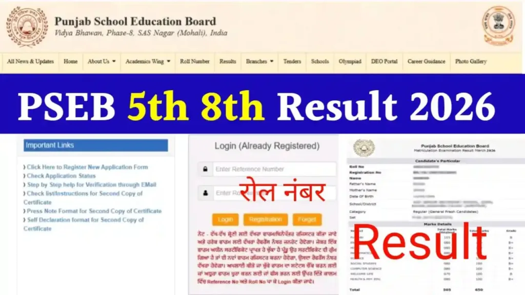 Punjab Board 5th 8th Result 2026 