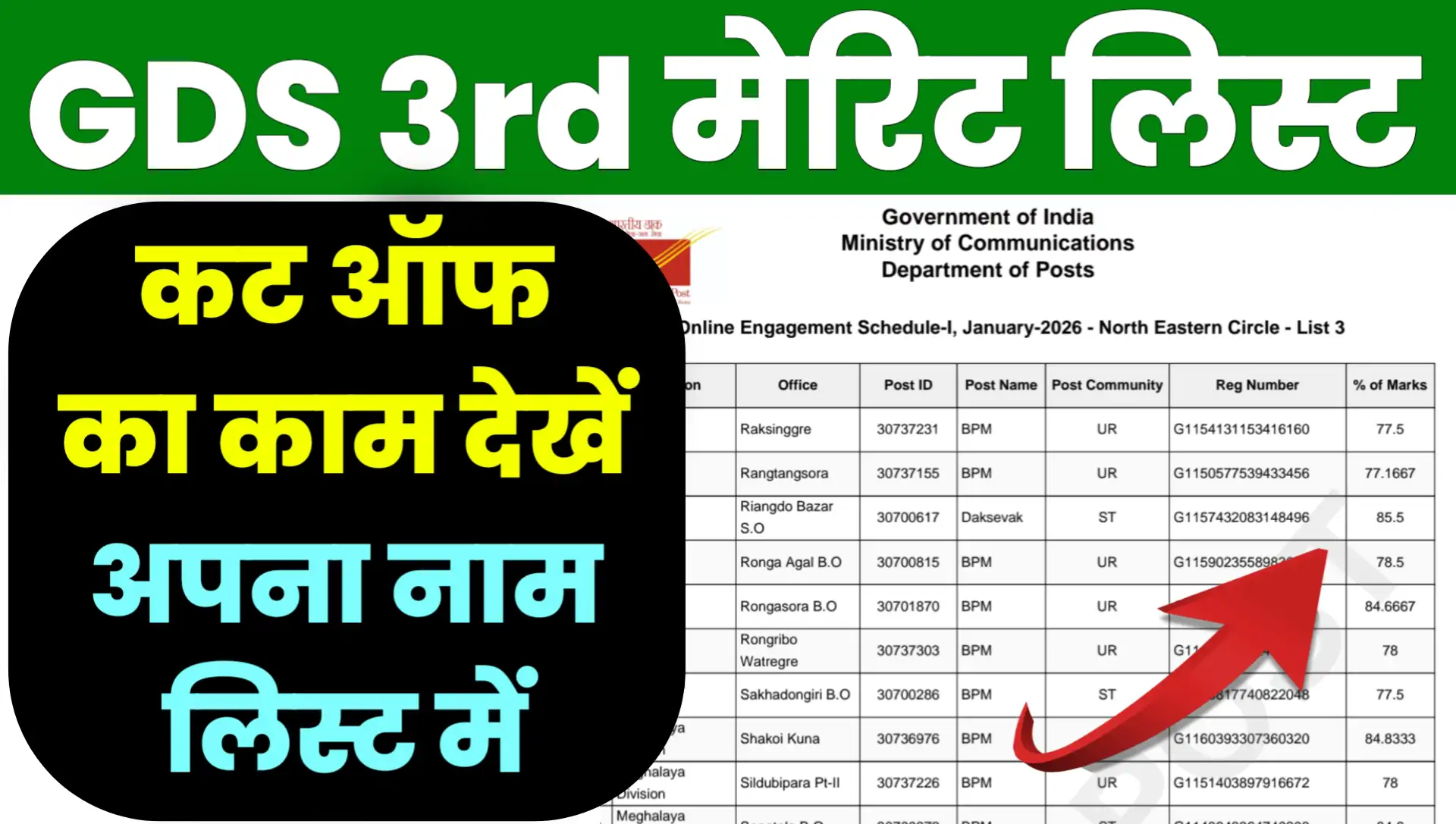 India Post GDS 3rd Merit List Result PDF Download 2026